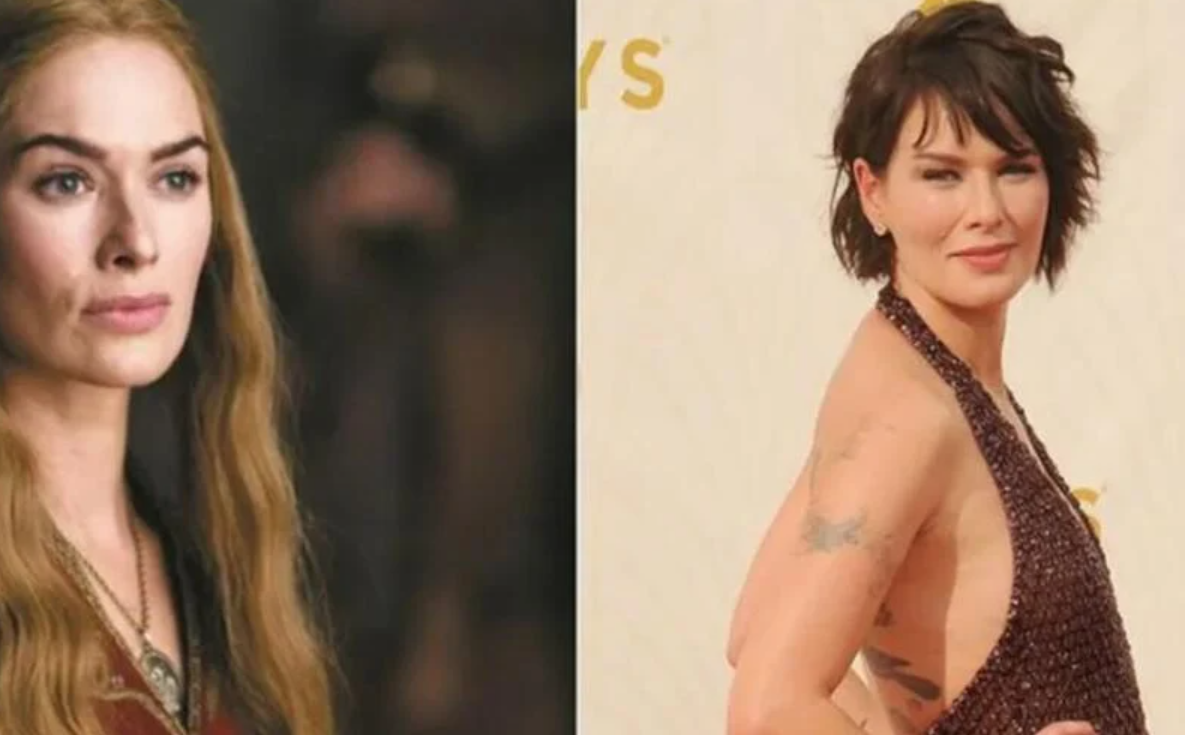 Lena Headey-nek a képernyőn  hosszú haja van, a valóságban azonban még a Cersei-hez kevésbé passzoló tetoválásait sem kell elrejtenie.  