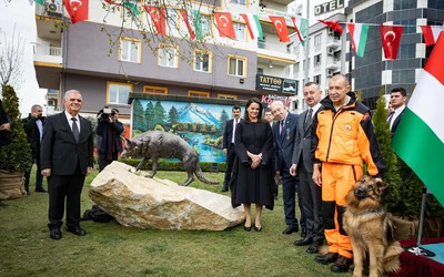 Törökországban állítottak szobrot Mancsnak, a magyar mentőkutyának