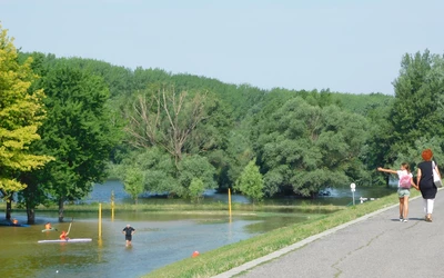 Kilépett a medréből – Kedden Győrnél megúszott az Aranypart, a töltés lábáig ért a Mosoni-Duna.