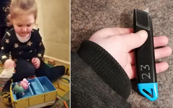 Rozsdás kés volt egy kétéves kislány Peppa malacos karácsonyi ajándékhoz csomagolva
