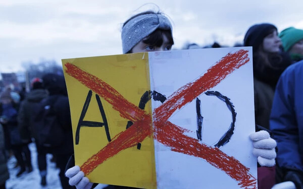 AfD-ellenes tüntető