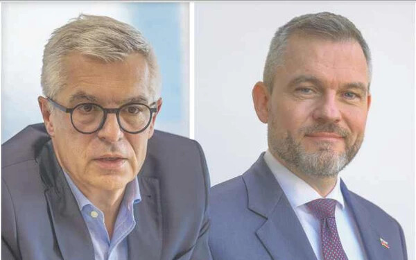 Ivan Korčok és Peter Pellegrini első televíziós vitája nézettségi rekordot döntött, a Markíza adatai szerint 875 ezren kapcsolták be a beszélgetést (Fotó: Somogyi Tibor, TASR)