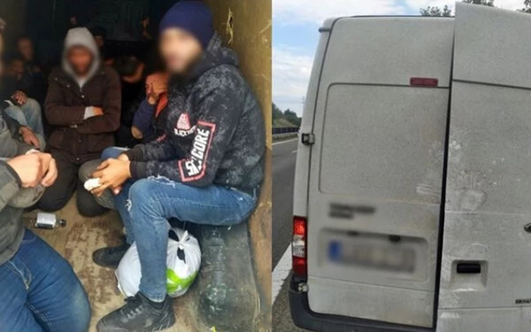 Tizennyolc illegális migránst szállított az autójában egy szerb férfi. Fotó: police.hu