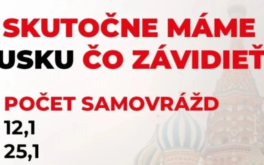 A rendőrség adatai szerint Oroszországban 100 ezer lakosra vetítve 25,1 öngyilkosságot követnek el, míg Szlovákiában ez a szám 12,1. 