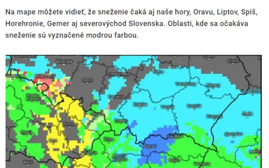 A meteorológusok a kékkel jelölt területeken számítanak hóesésre, vagyis főként az északi régiókban. Csütörtökön 6–11 fok közötti időre számíthatunk, pénteken a legmagasabb nappali hőmérséklet nulla és mindössze +5 Celsius-fok között alakul, nyugaton többnyire hét fok körül.