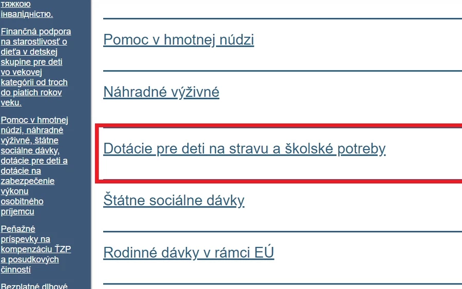 „A támogatási kérelmet a pályázónak az adott pénzügyi év január 1-je és január 10-e között kell benyújtania. Új pályázó esetén a pályázó az adott pénzügyi év szeptember 1. és szeptember 10. között nyújthat be új pályázatot” – tájékoztat a minisztérium. Egy ilyen kérelem mintája ezen a linken található: https://www.upsvr.gov.sk/socialne-veci-a-rodina/socialne-veci/pomoc-v-hmotnej-nudzi-a-statne-socialne-davky/.