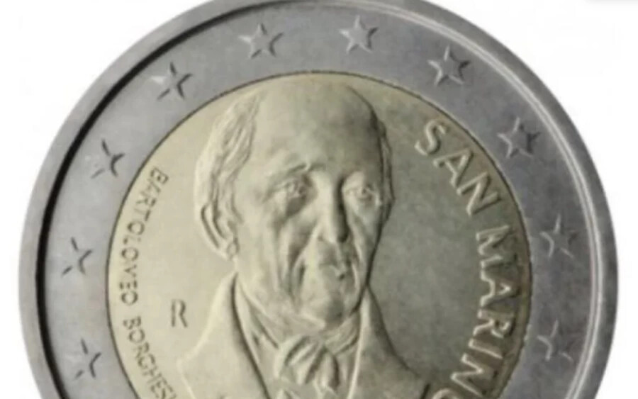 Amikor a kis európai állam, San Marino 2004-ben bevezette az eurót, kiadta ezt az emlékérmét is. Az értéke körülbelül 190 euró.