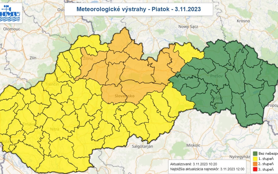 Szlovákiában a legtöbb régióra elsőfokú riasztást adtak ki a meteorológusok. A szél sebessége ezeken a területeken elérheti a 45–60 km/órát. Egyes északi járásokban másodfokú riasztás van érvényben.