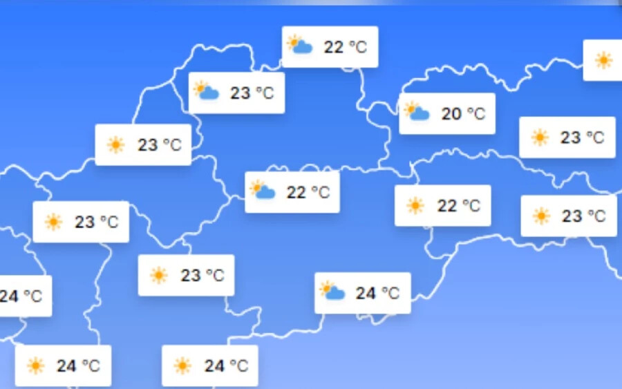 A szlovákiai polgárok kellemes hétvégének nézhetnek elébe. Szombaton is többnyire napos idő lesz, és a hőmérséklet +20 °C fölé emelkedik. Vasárnap még még az is elképzelhető, hogy délen +25 °C-ig is megugranak a hőmérsékletek. A meteorológusok szerint a meleg napok egészen csütörtökig kitartanak.
