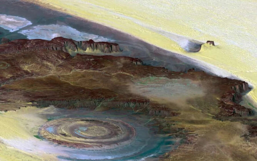 A Szahara sivatagban található, Richat-képződmény néven ismert, kör alakú, 40 km átmérőjű erodált geológiai kupolát a helyiek a "Szahara szemének" nevezik.