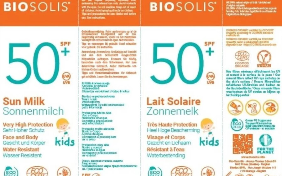 A Közegészségügyi Hivatal felhívja továbbá a figyelmet a Belgiumból származó BIOSOLIS márka Sun milk Kids SPF 50+, Sun milk SPF 30 és Sun spray SPF 30 napolajaira és naptejeire is.