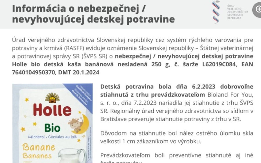 A Bioland For You üzemeltetője a hírek szerint 2023. február 6-án önkéntesen kivonta a forgalomból az élelmiszert. Egy nappal később (február 7-én) a szlovák Állami Állategészségügyi és Élelmiszer-biztonsági Felügyelet (ŠVPS) elrendelte az élelmiszer kivonását a szlovák piacról.
