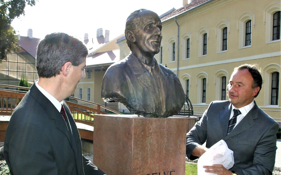 Az egyetem névadójának szobrát  az első tanévnyitó napján, 2004. szeptember 14-én Bugár Béla parlamenti alelnök és Csáky Pál helyettes kormányelnök leplezte le a Tiszti Pavilon udvarában.