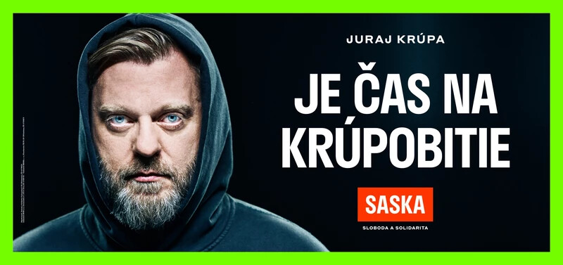 Juraj Krúpa parlamenti képviselő nevéből alkotott szóviccel és modern megjelenéssel kampányol. (Saska Facebook oldala)