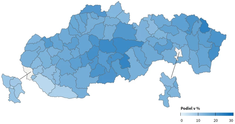 A Hlas választási eredménye járások szerint.