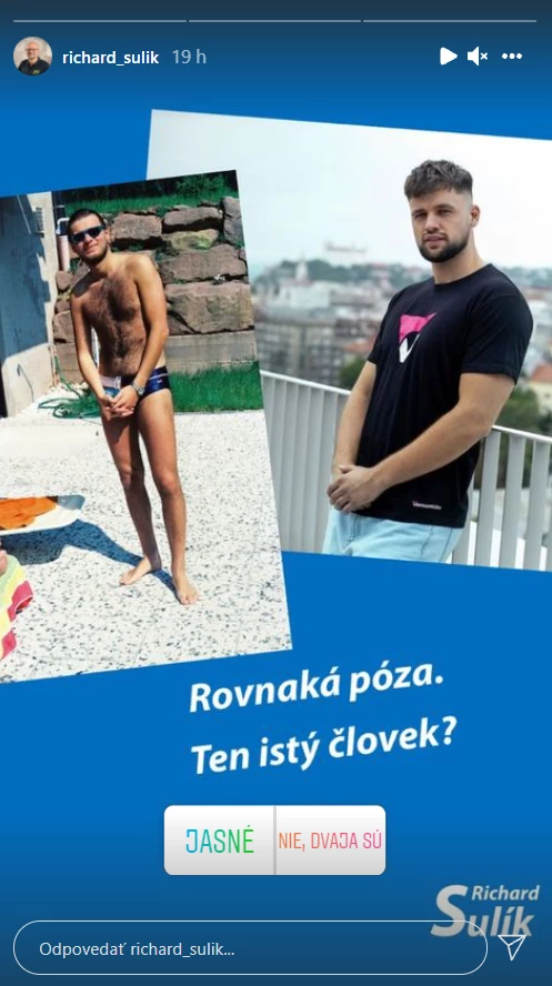 Richard Sulík egy fiatalkori fürdőruhás fotóját is közzétette. Mellette fia, Filip. (Fotók: Instagram/Filip Sulík/Richard Sulík)