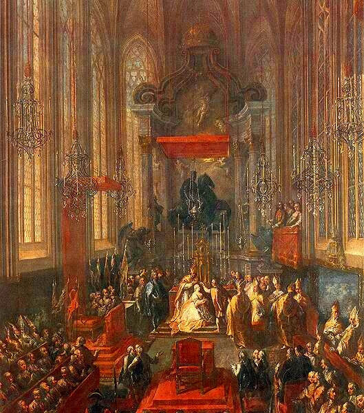 Mária Terézia koronázása a Szent Márton székesegyházban, Pressburg, 1741