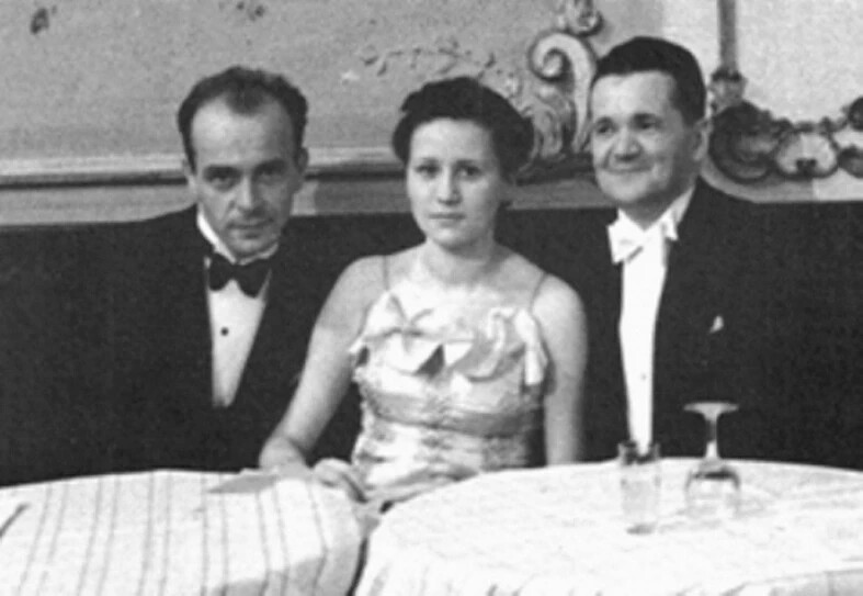 Ján Spišiak budapesti szlovák követ és felesége, valamint Saronov budapesti szovjet követ