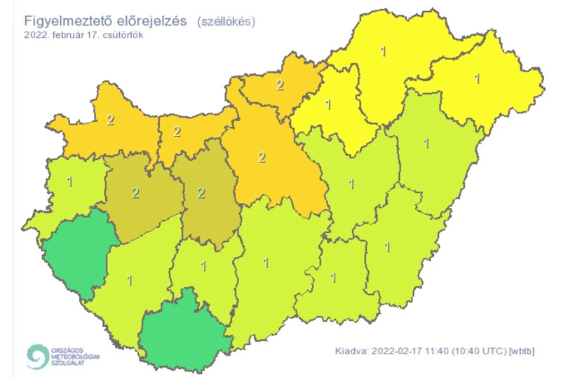 Az Országos Meteorológiai Szolgálat figyelmeztetése szerint a legerősebb széllökések 65-90 km/h között alakulhatnak, de gomolyfelhők környezetében – főként északnyugaton, északon, így Győr-Moson-Sopron megyében is – akár a 90 km/h-t is meghaladhatják.    