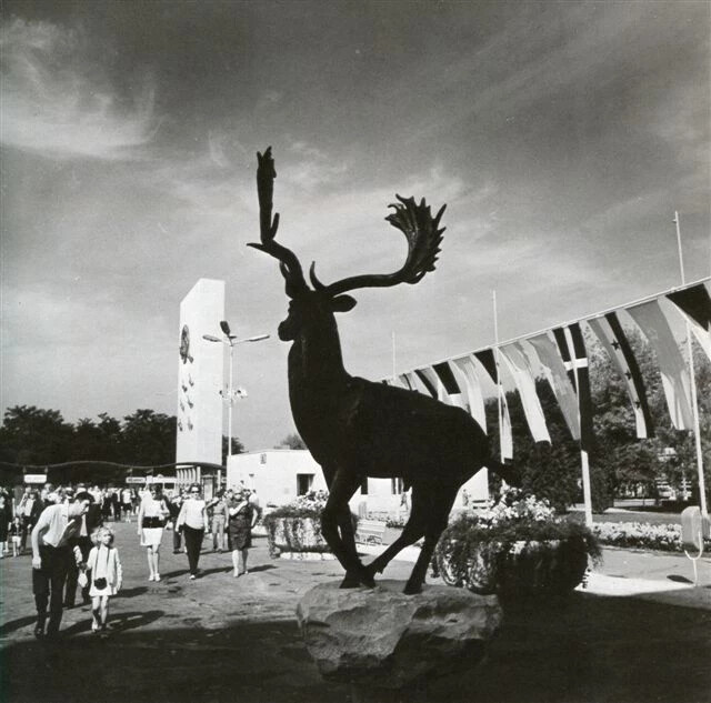A Vadászati Világkiállítás dámvadas főbejárata 1971-ben. (Forrás: gyulajzrt.hu)